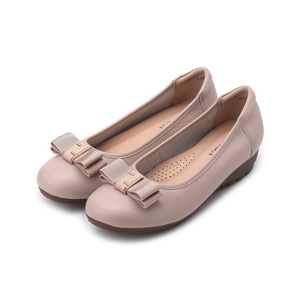 LUZZI 織帶結船台鞋 粉 女鞋