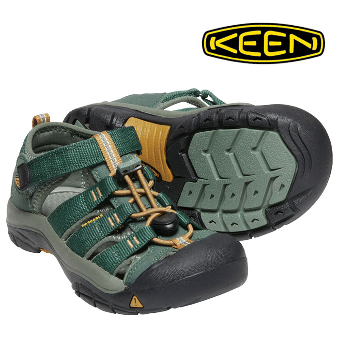 零碼出清 美國 KEEN NEWPORT H2 青少年護趾涼鞋-墨綠/土黃 # 1020364