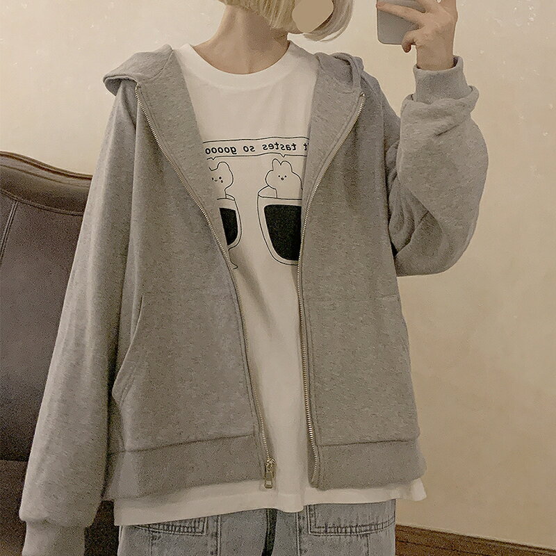 今年流行超火美式hiphop衛衣女春秋高街潮牌連帽開衫外套oversize