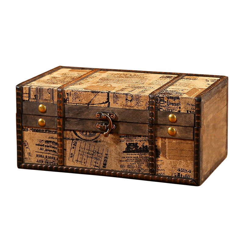 證件收納盒 證件收納包 復古歐式收納盒桌面帶鎖木盒子家用文件首飾證件儲物盒密碼小箱子【DD52057】
