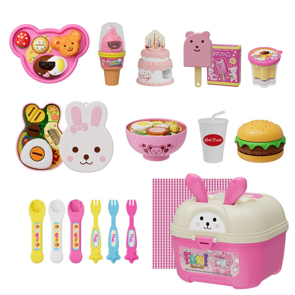 媽媽買 過家家玩具 趣味投喂扮家家酒套組 漢堡蛋糕冰淇淋拉麵便當 收納箱提盒 兒童角色扮演玩具 台灣現貨 4