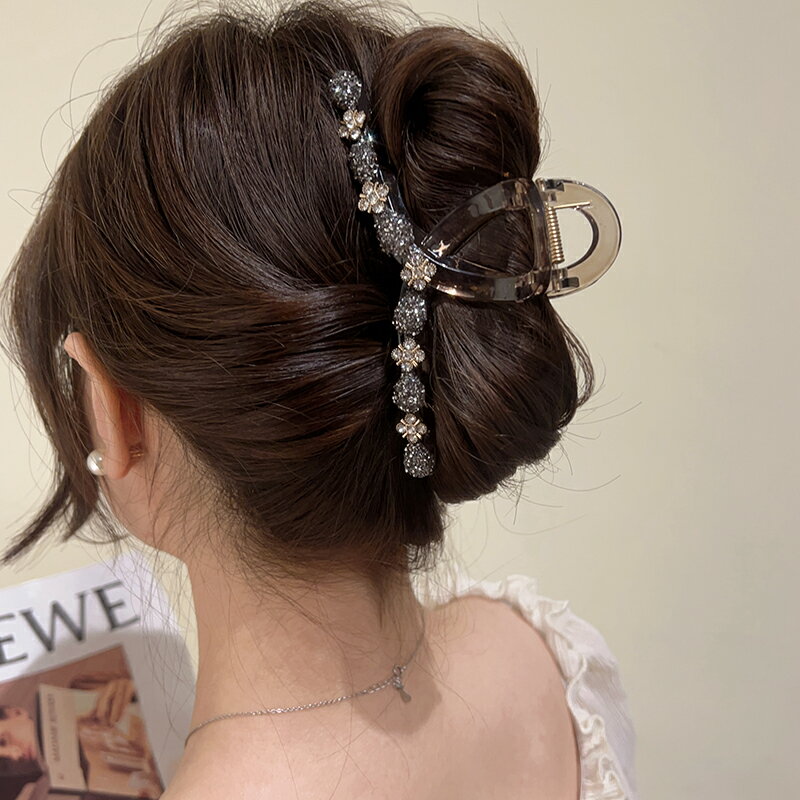 髮夾 邊夾 抓夾 高級感抓夾女后腦勺鯊魚夾大號氣質網紅水鉆髮夾盤髮髮卡夾子頭飾『ZW6525』