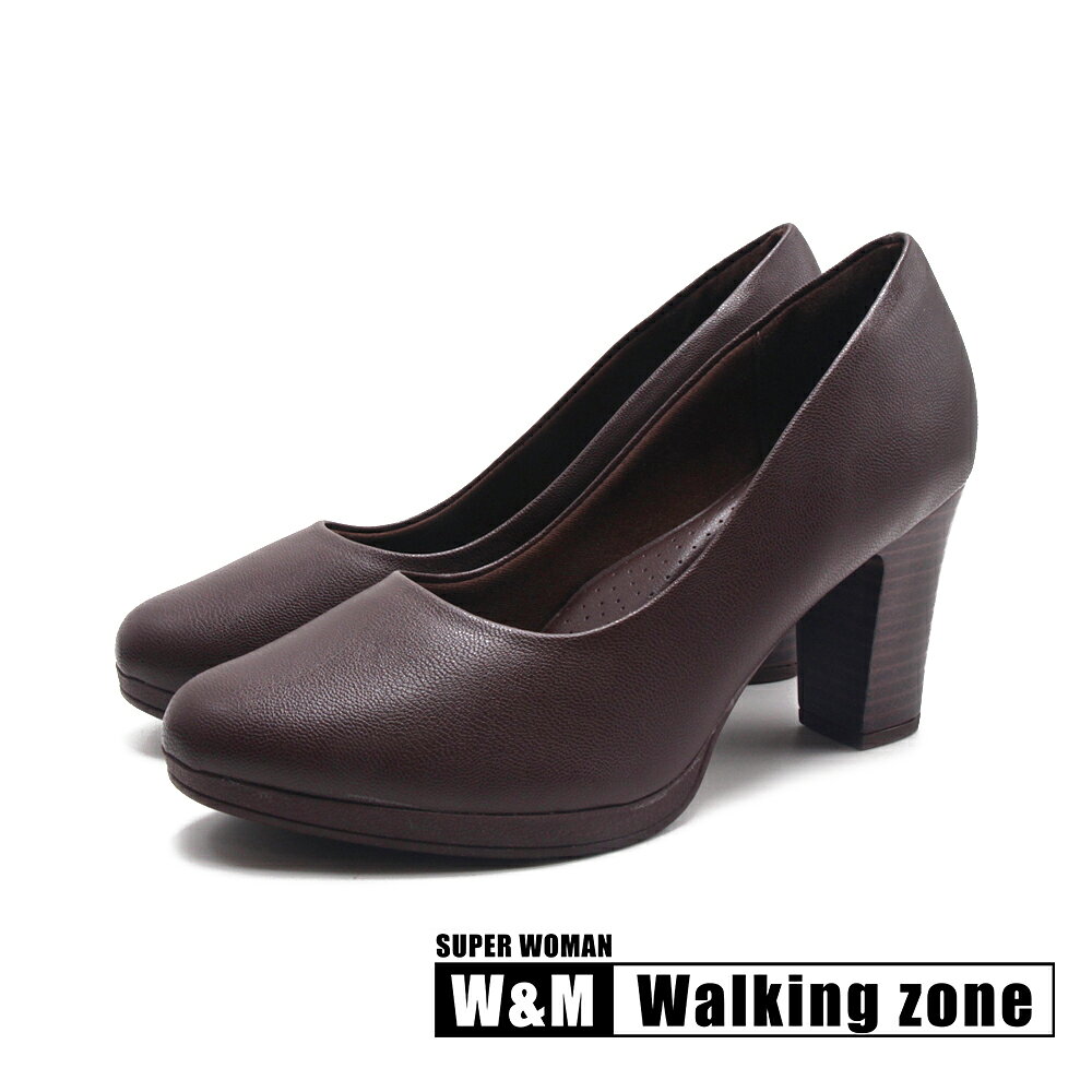 WALKING ZONE SUPER WOMAN經典靜音厚底台粗高跟鞋 女鞋-木紋咖 0