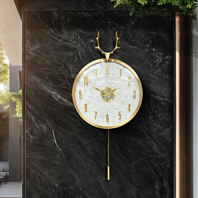 TIMESS鐘表掛鐘客廳2024新款輕奢靜音自動對時家用時鐘掛墻電波鐘
