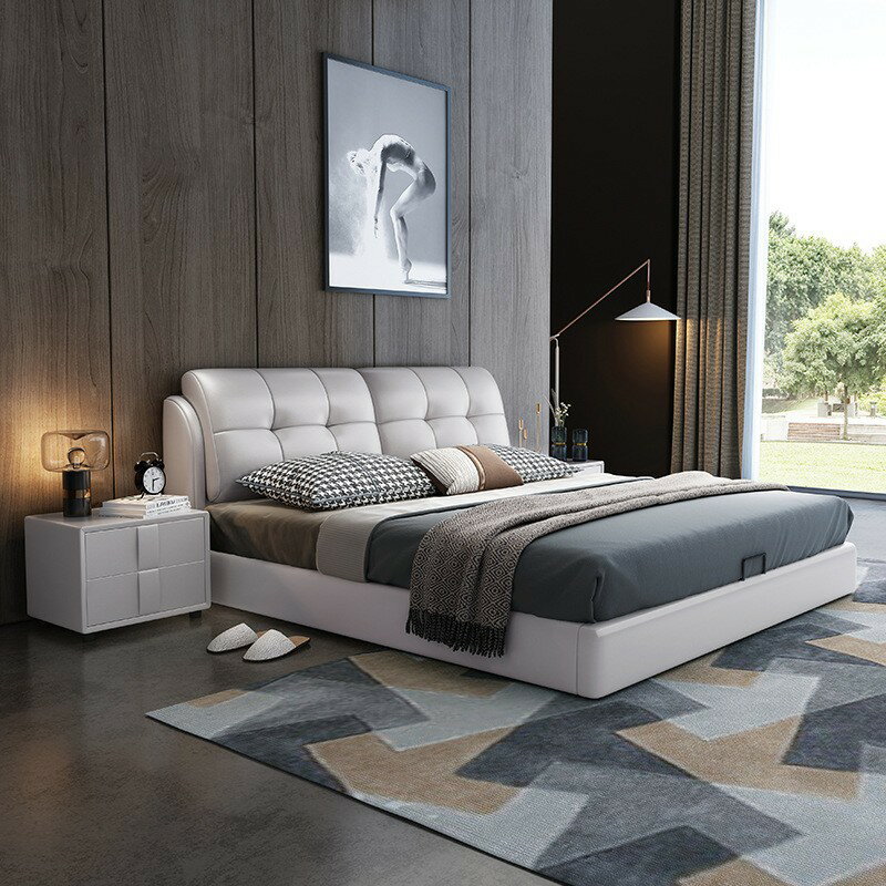 優樂悅~皮床1.8米主臥2米大床現代簡約科技布藝雙人床1.5m儲物輕奢風婚床