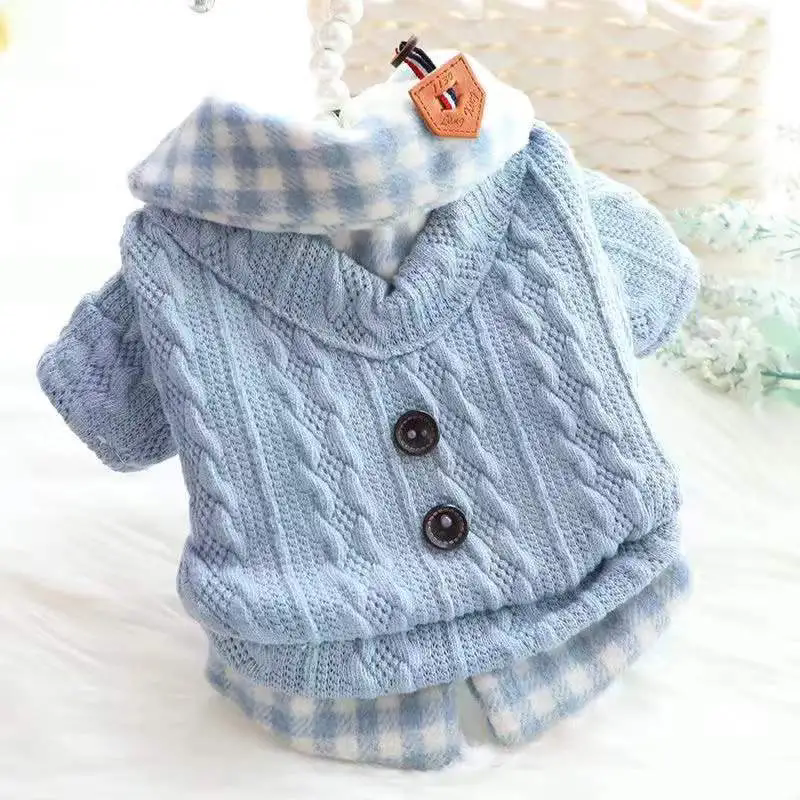 寵物服飾 狗狗衣服 貓咪公主可愛襯衫 寵物毛衣假兩件套 加絨泰迪小型犬寵物 貓咪衣服【不二雜貨】