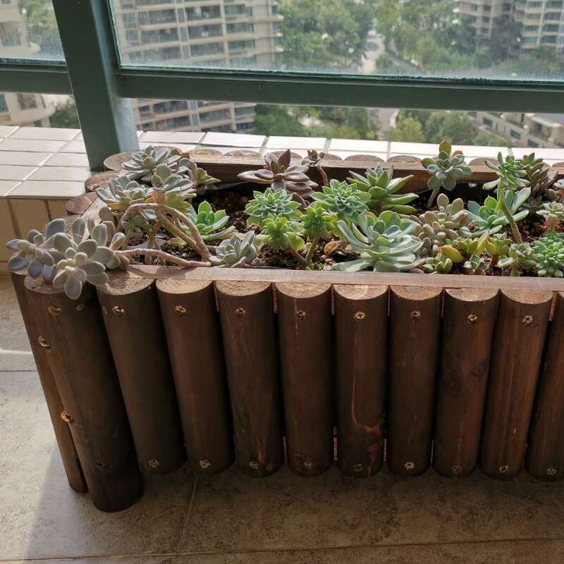 【萌妮】花箱實木花槽盆景花盆陽臺種菜盆長方形大號戶外種植箱碳