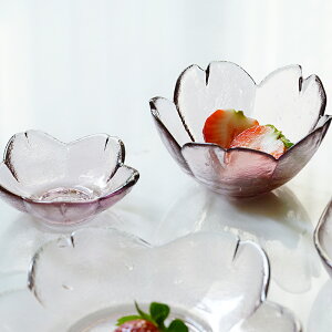 藍蓮花日式櫻花玻璃碗家用蘸料碟醋碟小碗水果碗可愛透明粉色創意