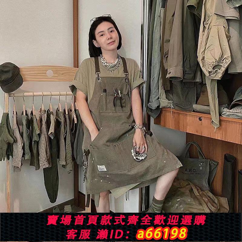 【臺灣公司 可開發票】咖啡師圍裙男士耐磨園藝定製畫畫理發師牛仔防水油畫圍裙工作服女
