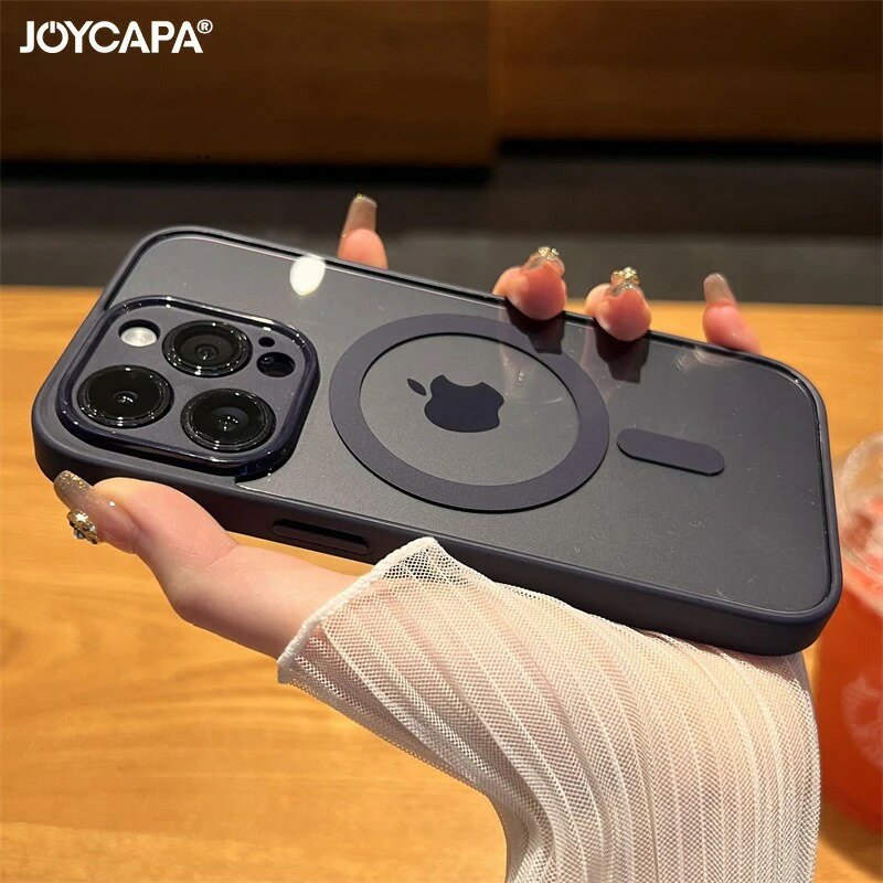 【日本代購】豪華磁性無線充電 Magsafe 保護殼適用於 iPhone 15 Pro Max 防震軟保險桿保護套