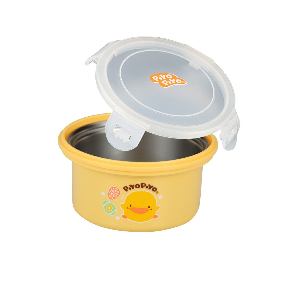 【愛吾兒】黃色小鴨 PiYo 不鏽鋼雙層隔熱密封圓餐盒-400ml/14oz(630145)/附透明防塵上蓋