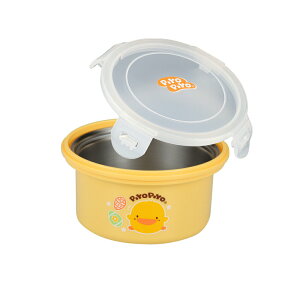 【愛吾兒】黃色小鴨 PiYo 不鏽鋼雙層隔熱密封圓餐盒-400ml/14oz(630145)/附透明防塵上蓋