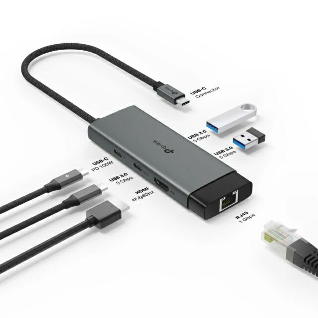 TP-Link UH6120C Type-C六合一集線器HUB轉接器 6埠USB-C隨插即用編織線 支援iOS 18cm