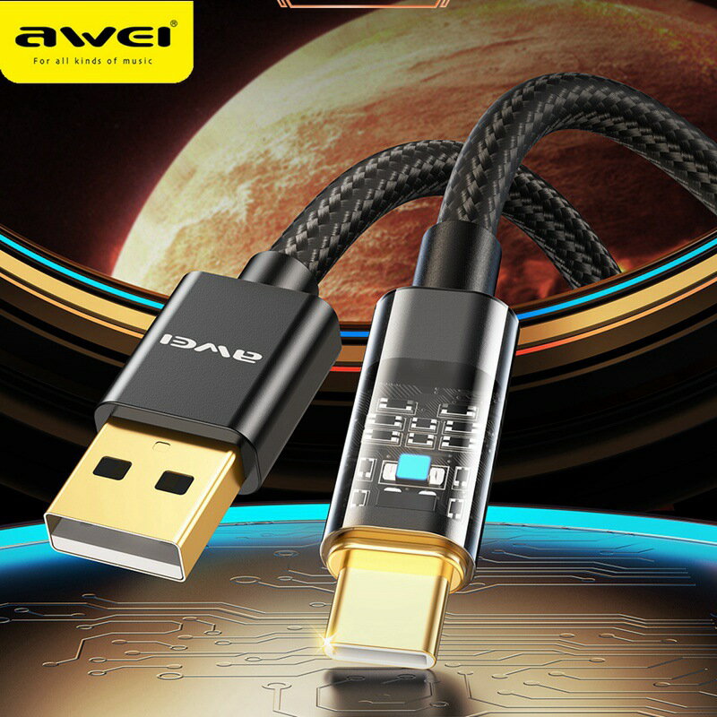 AWEI用維CL-139帶充電指示燈資料線自動斷電保護Type-C100W超快充