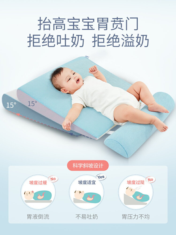 防吐奶防溢奶枕嬰兒寶寶喂奶枕頭睡覺斜坡墊 高神器 床墊 睡墊 床中床 全館免運