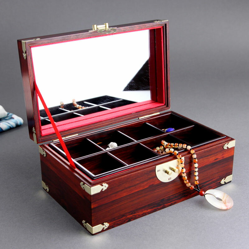 紅木首飾盒仿古中式珠寶玉器收藏盒結婚禮物手飾品裝飾收納實木盒