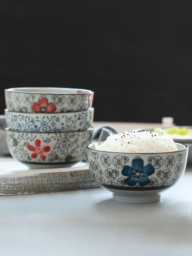 家用創意個性日式釉下彩陶瓷和風餐具吃米飯碗5英寸小碗湯碗面碗