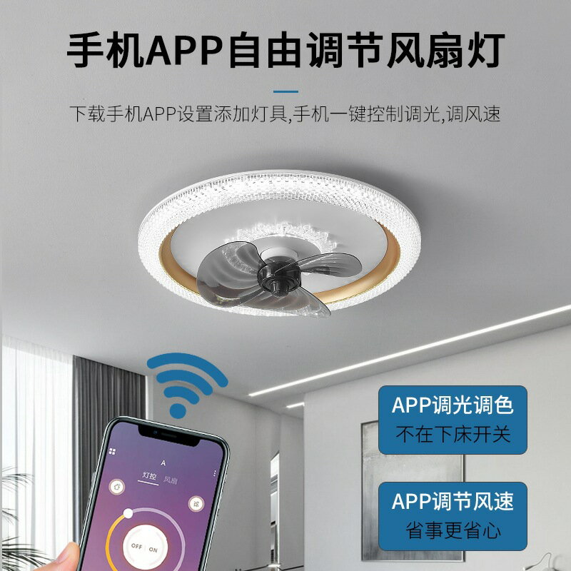 110v臺灣360度搖頭風扇燈臥室客房變頻六擋智能APP電扇燈吊扇燈