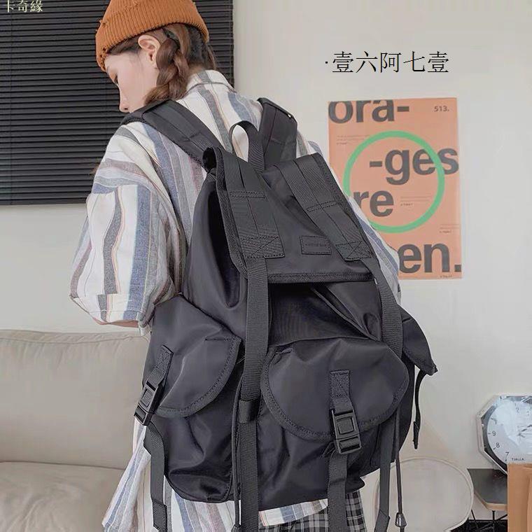 日系雙肩包時尚街頭揹包男大容量機能風工裝書包女旅行揹包電腦包