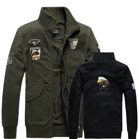 臺灣現貨⚡純棉厚磅空軍老鷹刺繡夾克-2色 M~4XL碼【CW434210】軍裝棉質立領休閒外套