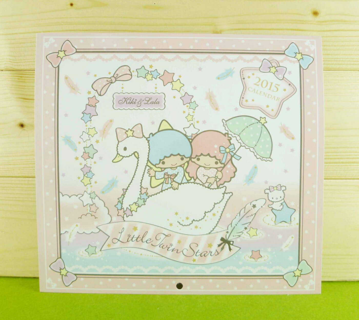 【震撼精品百貨】Little Twin Stars KiKi&LaLa 雙子星小天使 雙面卡片-粉天鵝 震撼日式精品百貨
