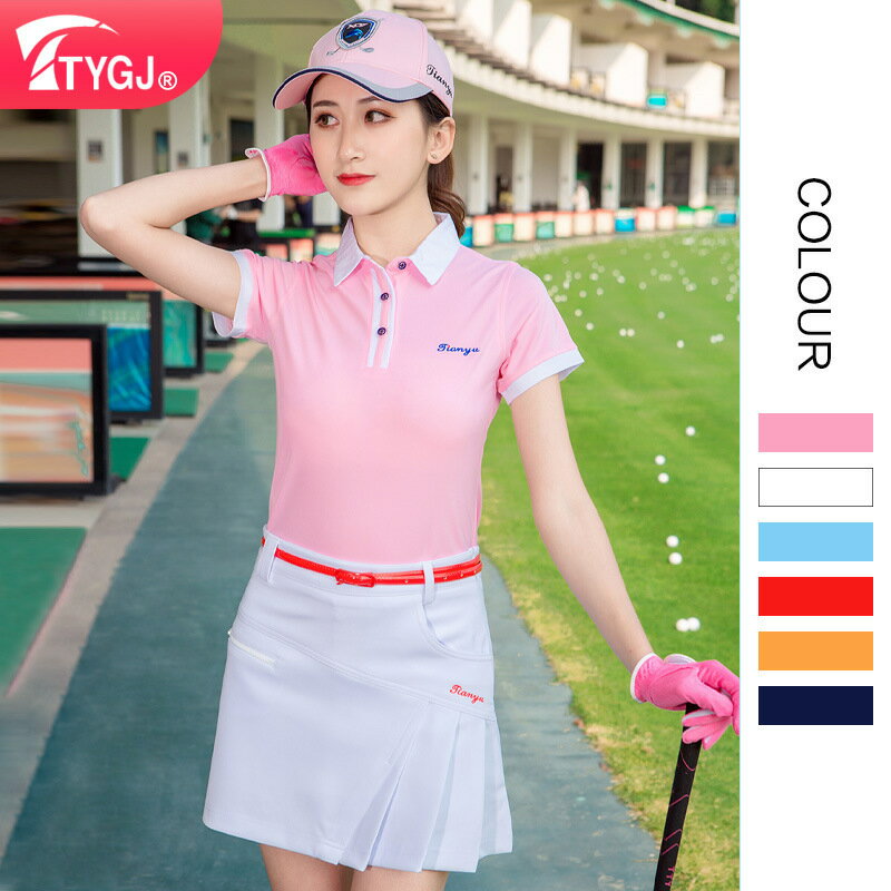 TTYGJ高爾夫球服裝 女士短袖球服 韓版春夏季運動上衣 女款POLO衫