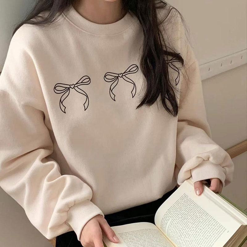 ANNAS 正韓蝴蝶結衛衣 長袖大學T 網紅穿搭 韓國蝴蝶結T 緞帶 小蝴蝶結 2