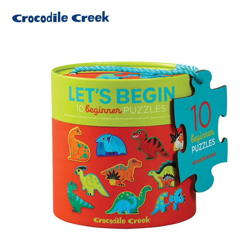 《美國 Crocodile Creek》形狀認知桶裝拼圖-恐龍世界(2 歲以上) 20 片 東喬精品百貨