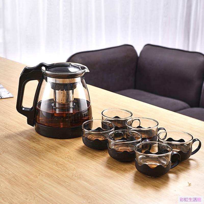 玻璃茶壺泡茶壺家用大號水壺單壺耐熱過瀘花茶壺紅茶茶具套裝