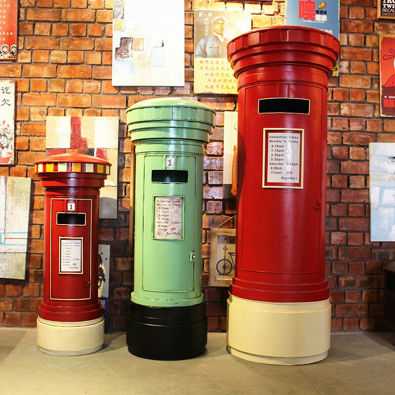 特大號復古英倫紅色郵筒模型郵政信箱郵箱攝影道具酒吧裝飾品擺件