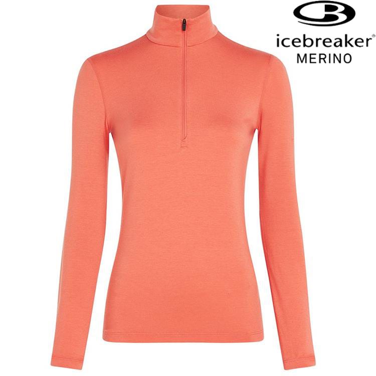 活動價 Icebreaker Core Heavyweight 女款 天絲美麗諾羊毛半開襟長袖上衣 0A575H B75 珊瑚橘粉