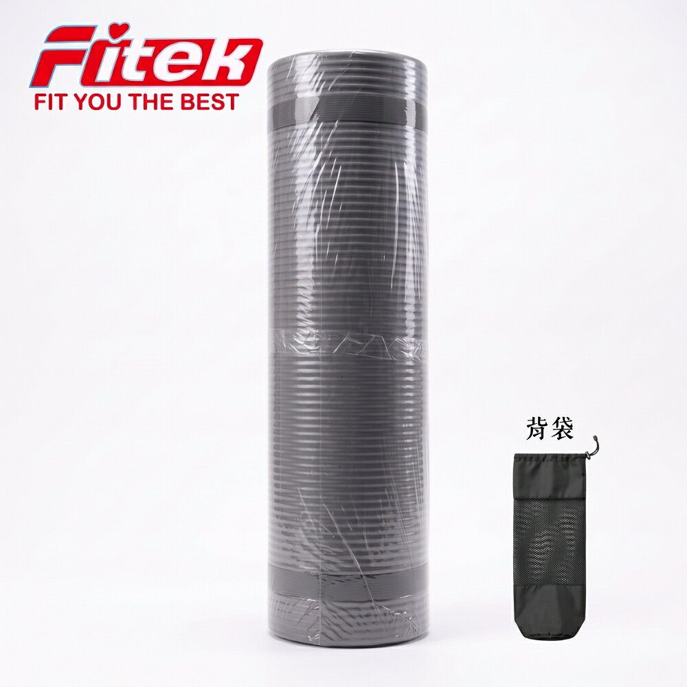 NBR瑜珈墊含背袋 MT06A 加長規格 厚10mm瑜珈墊／加長加厚款 181cmx60mm／高密度回復快／附背袋／三色 現貨供應【Fitek健身網】