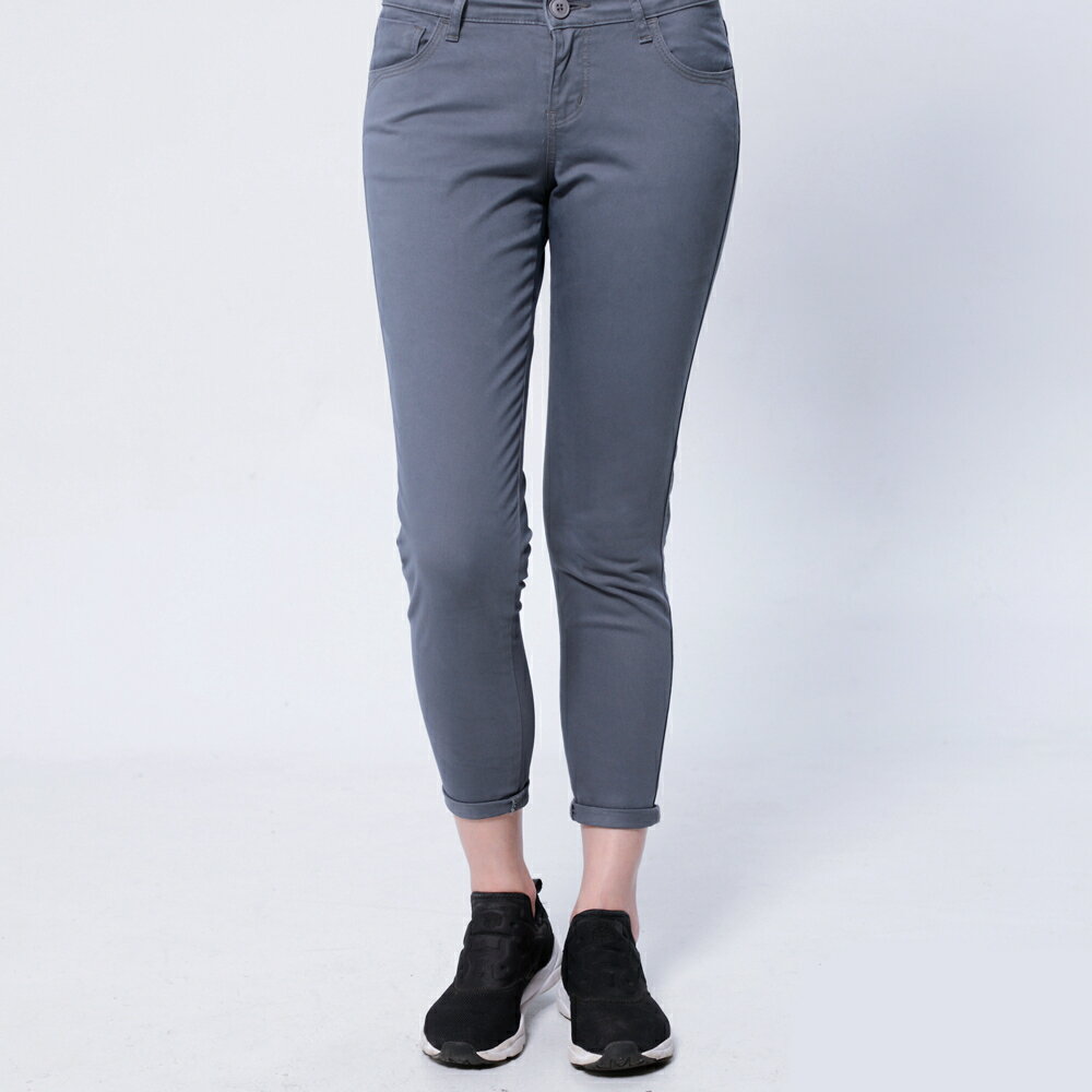 女裝 彈力9分小直筒休閒長褲 黑色/灰色 (970192) 【5th STREET】【APP下單享4%回饋】 聖誕禮物券 最高折700 3