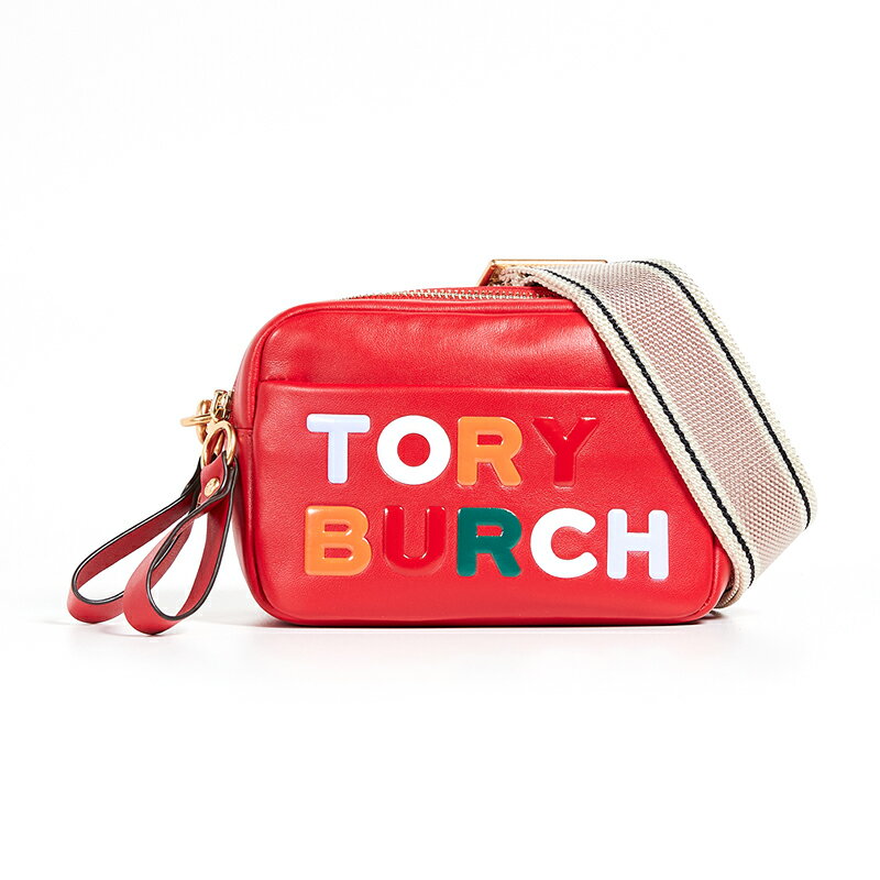 Tory Burch Perry Color-Block雙拉鏈印花字母單肩迷你包 56604