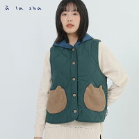 a la sha 拼接撞色絎縫連帽背心 a la sha 拼接撞色絎縫連帽背心