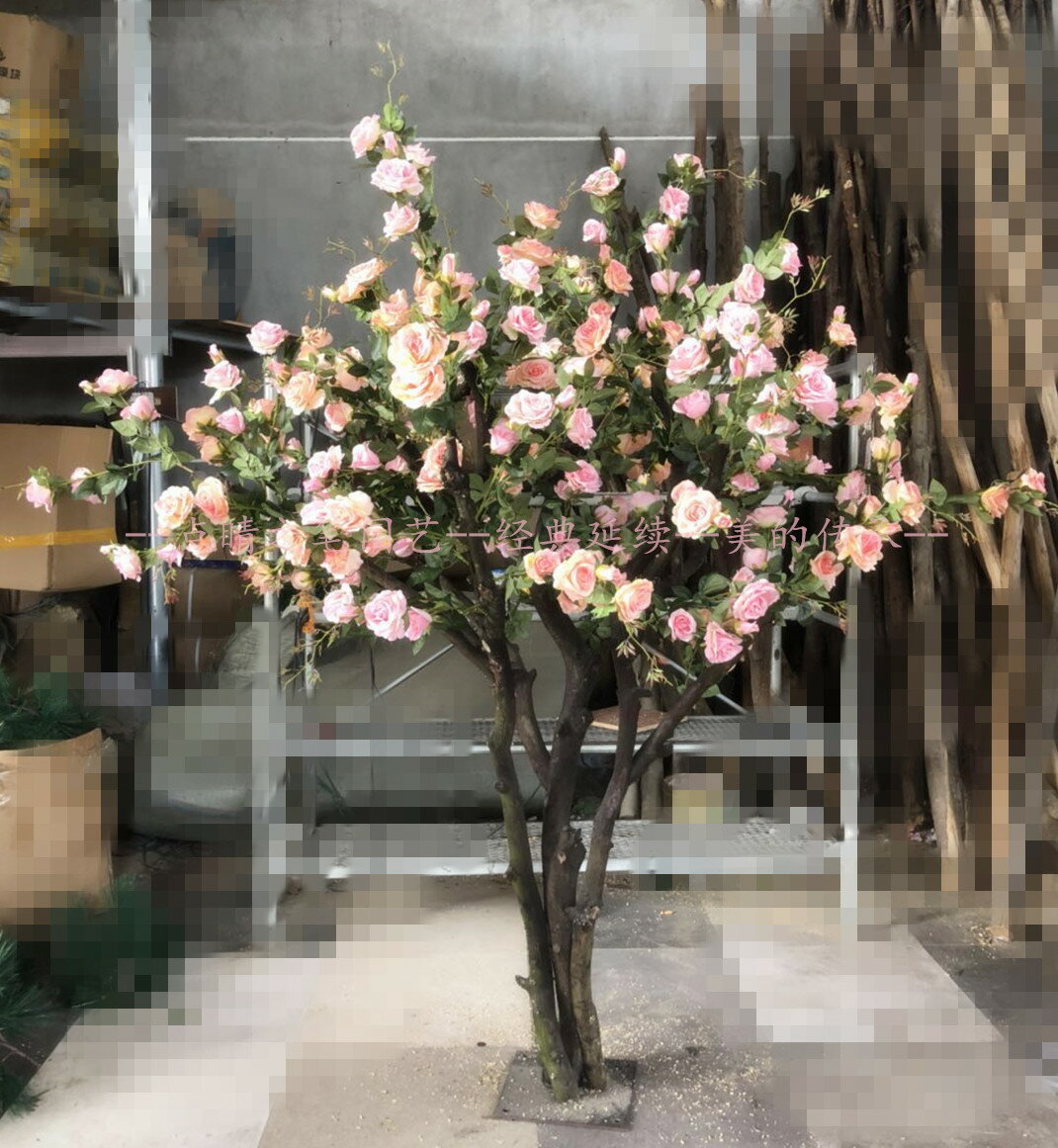 仿真玫瑰花樹 假樹大型植物 櫻花桃花室內客廳婚慶幸福樹裝飾定制