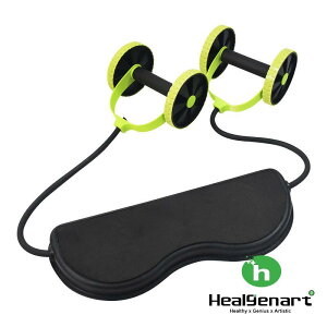 【Healgenart】多功能運動拉力雙輪健腹器 H11104(顏色隨機出貨)
