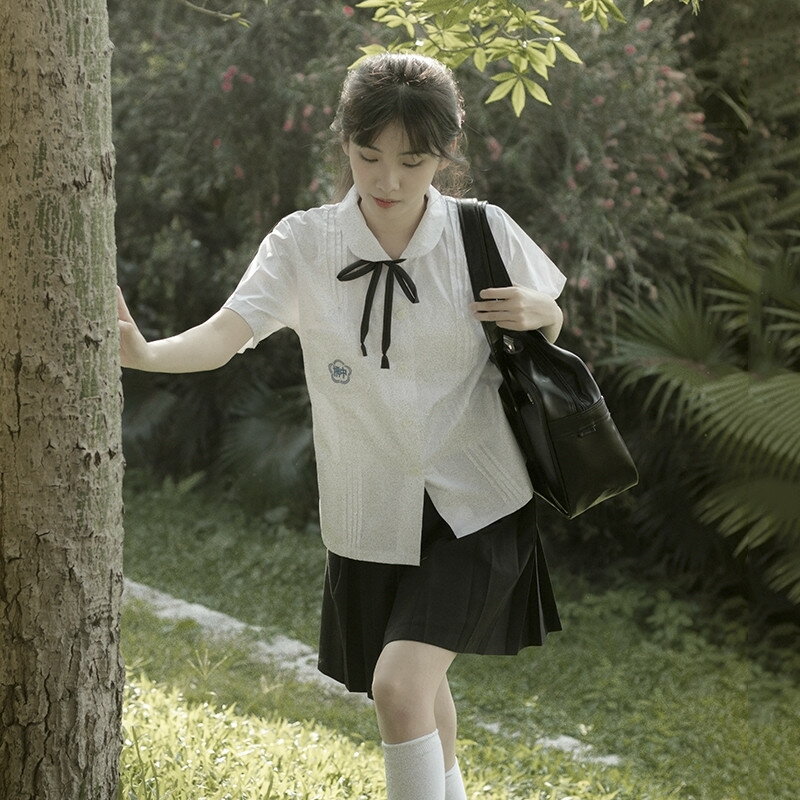 香港JK制服裙校服套裝附中學生白襯衫jk格裙百褶裙夏季學院風全套
