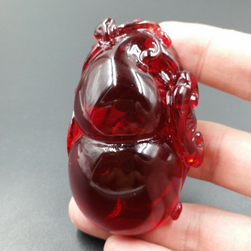 高檔精美仿琥珀蜜蠟手把件血泊葫蘆手把件高冰透明血泊吊墜