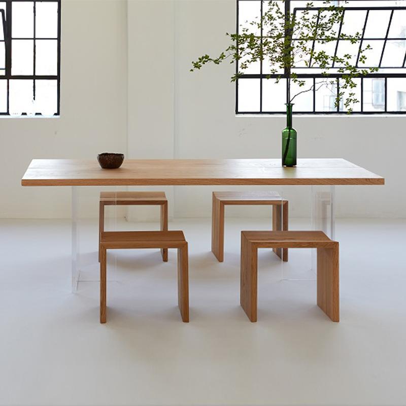 【免運】開發票 輕奢亞克力懸空餐桌家用創意實木簡易書桌工作臺辦公桌設計師桌子