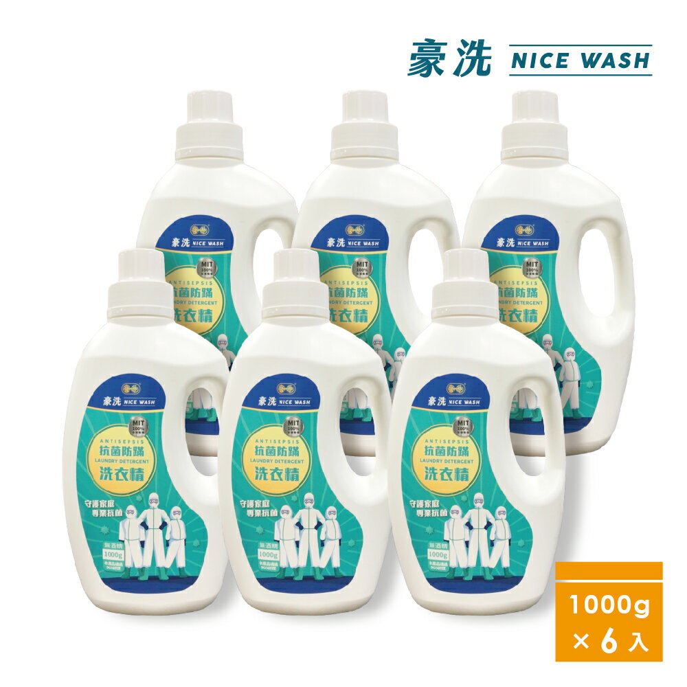 NICEWASH 豪洗 抗菌防蟎洗衣精 1000g X 6入組