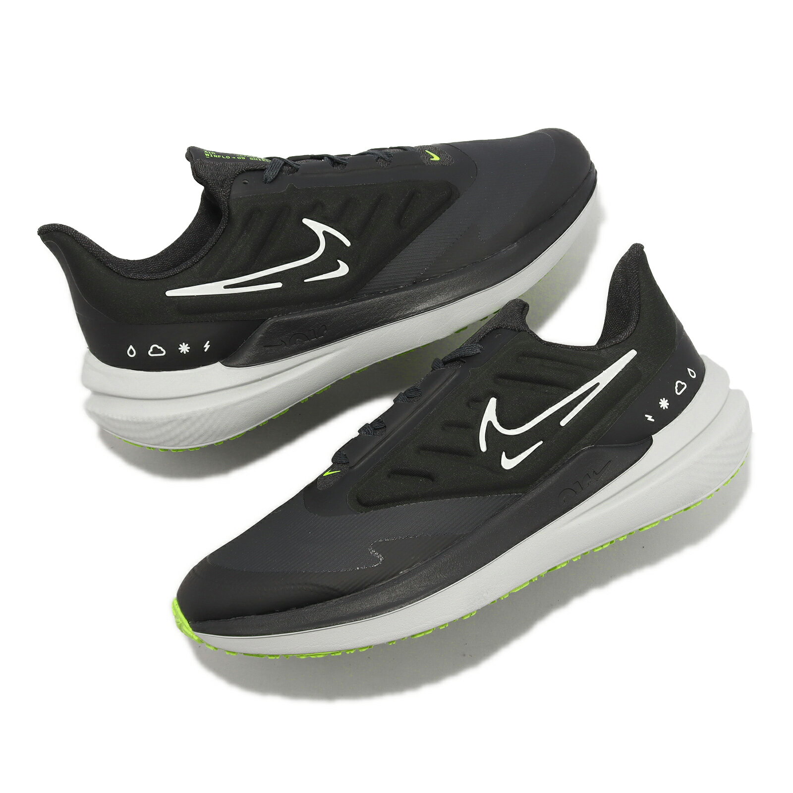 Nike 慢跑鞋 Air Winflo 9 Shield 黑 白 防潑水 男鞋 路跑 回彈 運動鞋 6