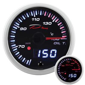 【D Racing三環錶/改裝錶】52mm油溫錶。SLD25燈可設定警示雙顯示系列