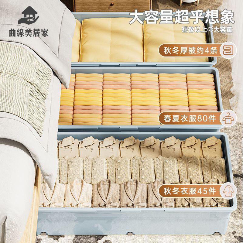 免運開發票 收納箱 儲物箱 床底收納箱大容量特大號滑輪整理箱宿舍床下帶輪子翻蓋儲物床底箱 八折下殺ly10h
