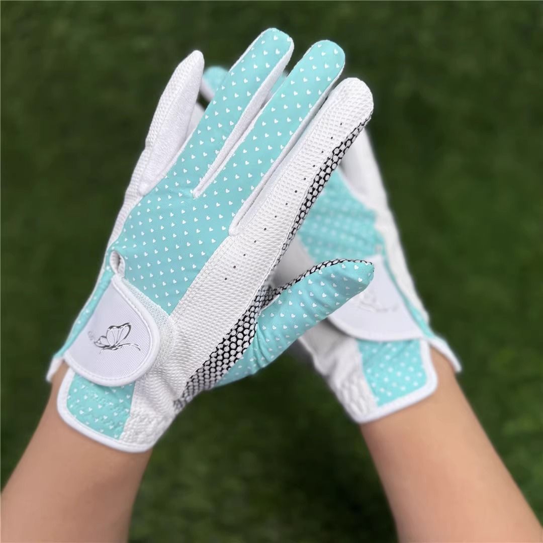 高爾夫手套女彈力透氣耐磨防滑golf女士手套布面矽膠雙手防曬 py6268