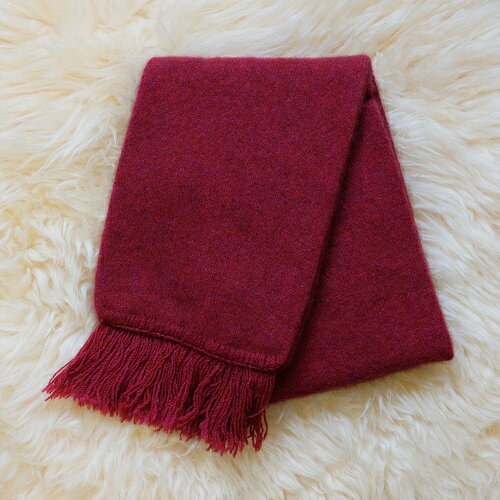 紐西蘭貂毛羊毛圍巾*覆盆子色(樹莓)男用女用保暖圍巾