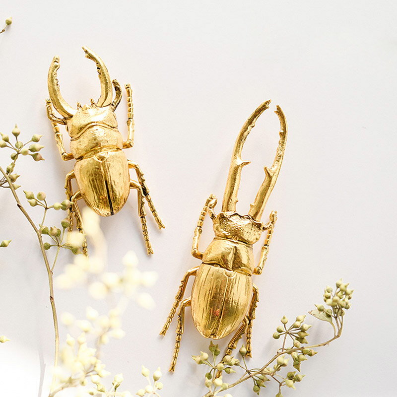歐式輕奢仿真金色蝴蝶甲蟲桌面擺件樣板間書房創意設計裝飾工藝禮