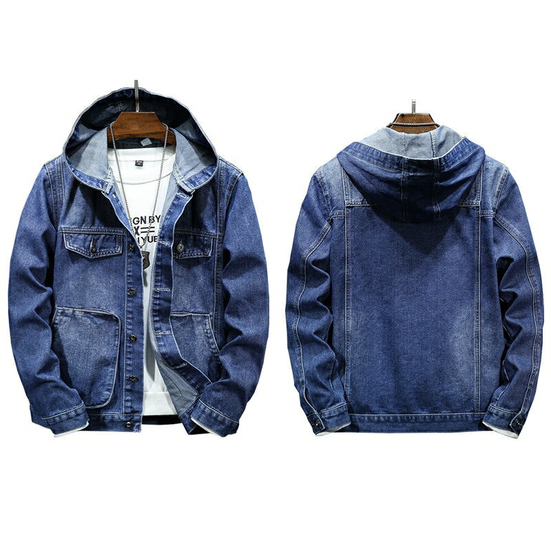 【巴黎精品】現貨+預購 美式牛仔外套丹寧夾克經典牛仔襯衫休閒上衣-連帽休閒簡約男外套3色a1en1