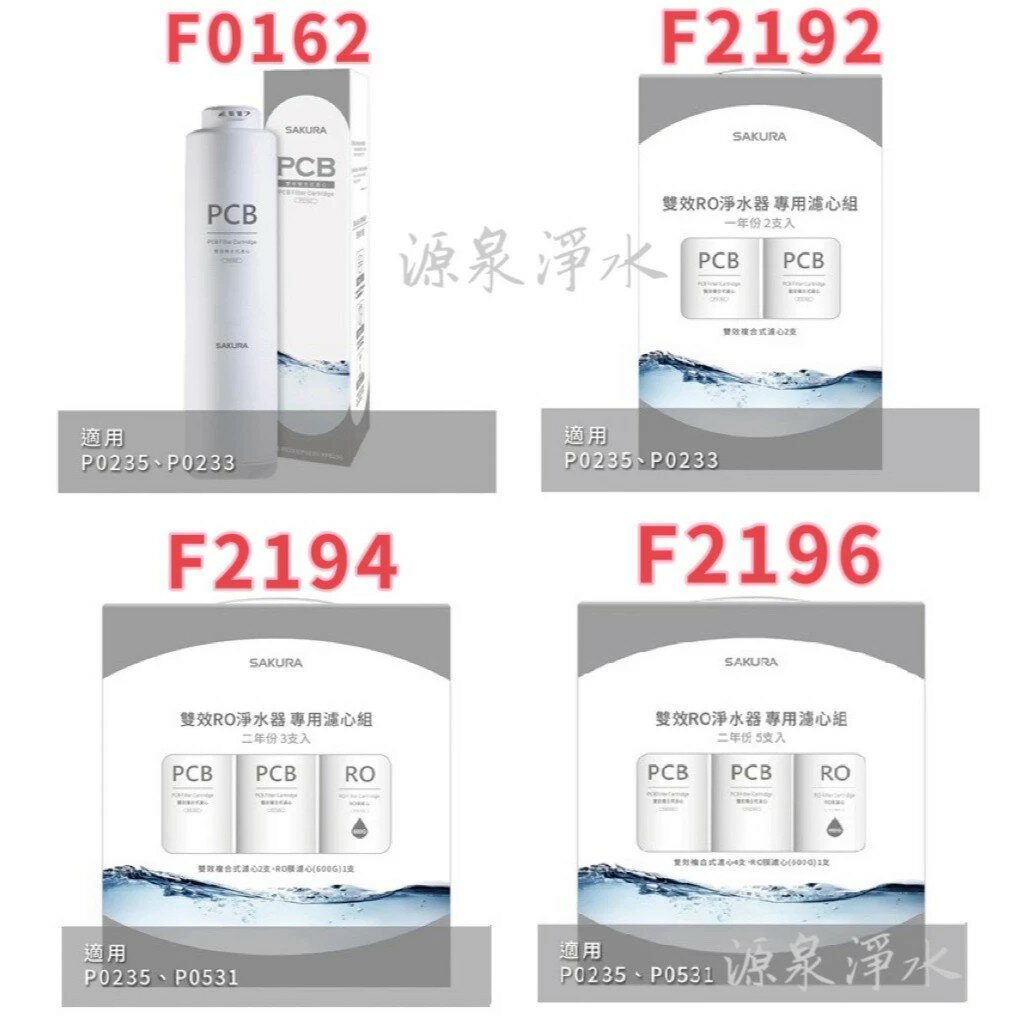 SAKURA櫻花P0235A P0265 P0531適用F0162/F0186/F2192/F2194/F2196濾心