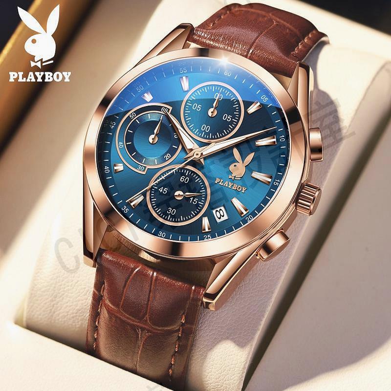【下單當天出貨】 PLAYBOY 3042 國際品牌手錶 潮流 商務 休閒 多功能 夜光 計時碼錶 男士手錶 2022【亞德機械五金家居】